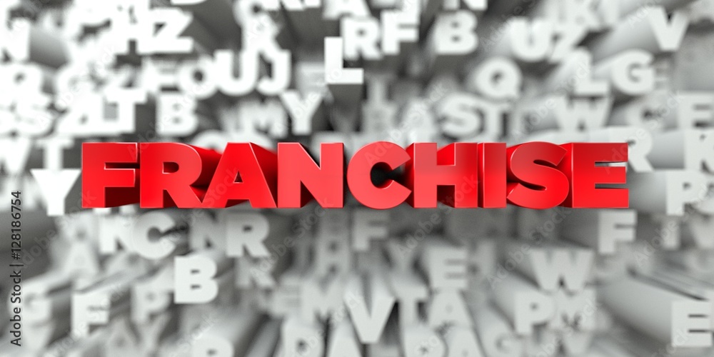 Fototapete franchise - red text on typography background - 3d rendered royalty free stock image. this image can