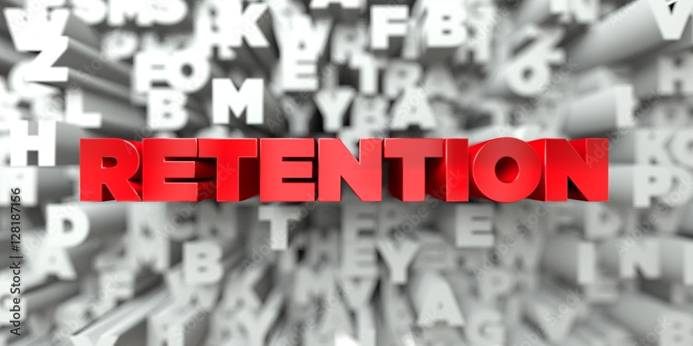 Fototapete retention - red text on typography background - 3d rendered royalty free stock image. this image can