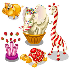 Animal sweets made of caramel and chocolate