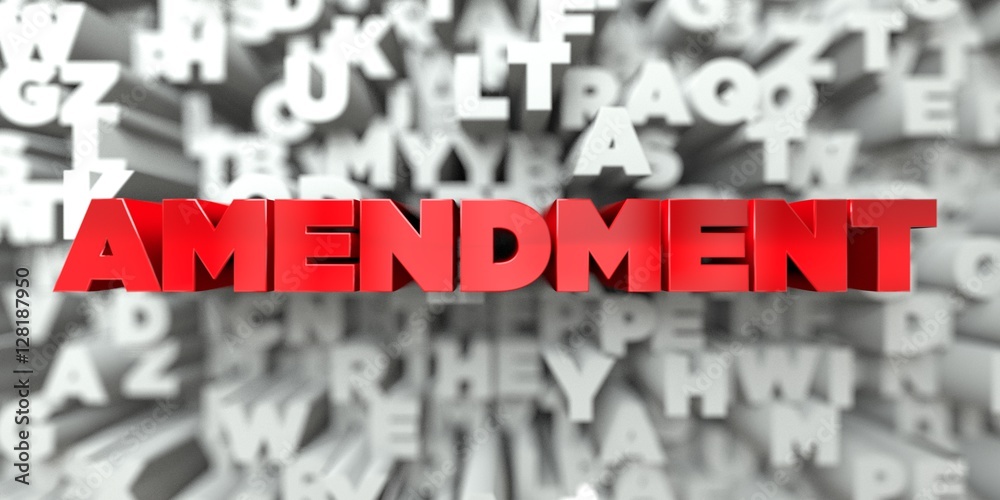 Fototapete amendment - red text on typography background - 3d rendered royalty free stock image. this image can
