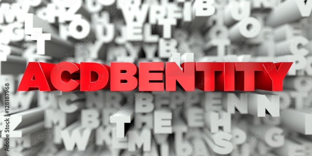 Fototapete acdbentity - red text on typography background - 3d rendered royalty free stock image. this image ca