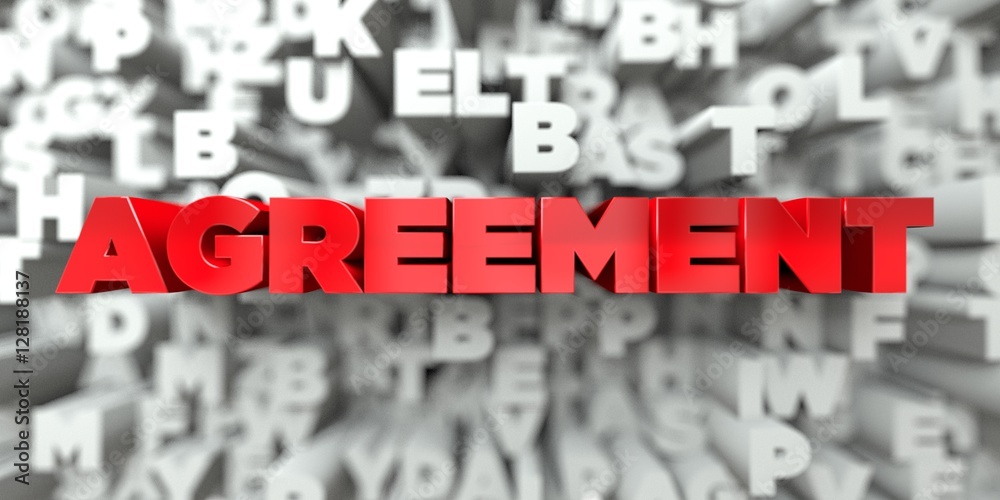 Fototapete agreement - red text on typography background - 3d rendered royalty free stock image. this image can