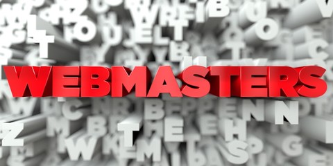 WEBMASTERS -  Red text on typography background - 3D rendered royalty free stock image. This image can be used for an online website banner ad or a print postcard.