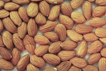 Almonds On A Kitchen Countertop, Close Up