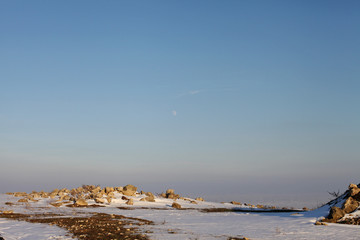 Winter landscape view from Black Sea ruins 