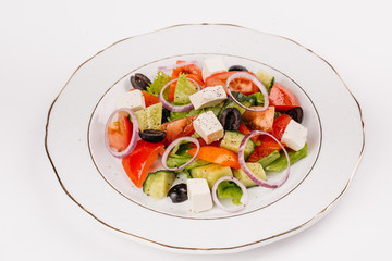 Salad with feta cheese and sun-dried olives