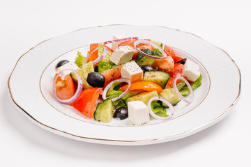 Salad with feta cheese and sun-dried olives