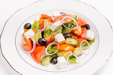 Salad with feta cheese and sun-dried olives