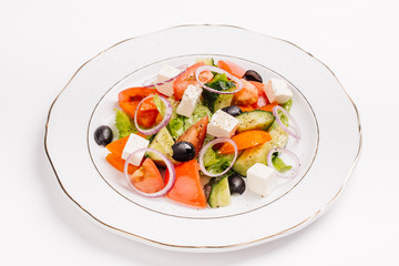 Salad with feta cheese and sun-dried olives