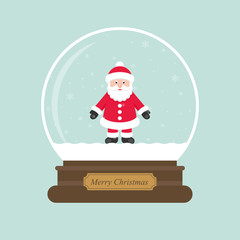 cartoon christmas snowglobe and cute santa claus