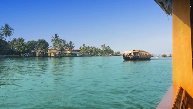 India. Houseboat on Kerala backwaters