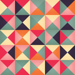 Geometric seamless pattern with colorful triangles in retro desi