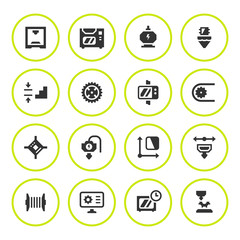 Set round icons of 3D printing