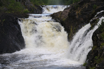 Kivach waterfall, front close view