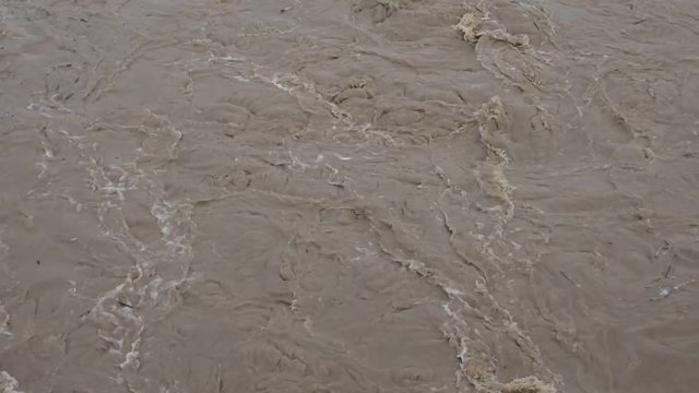River flood with high speed water stream flowing