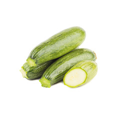 Heap of raw green zucchini, isolated