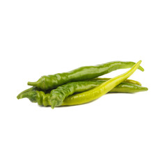 Summer vegetables: hot green chili peppers, isolated