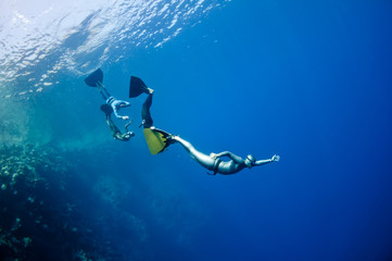 Funny freediving games at the Red Sea
