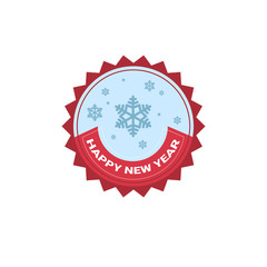 Happy New Year Merry Christmas Greeting Card Decoration Laber Web Icon Flat Vector Illustration