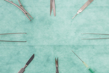 background with surgical instruments