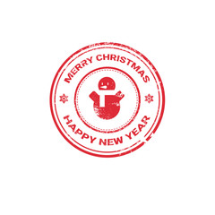 Happy New Year Merry Christmas Greeting Card Decoration Laber Web Icon Flat Vector Illustration