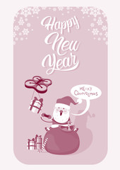 Santa Claus Sit On Red Sack Drone Delivery Present, New Year Christmas Holiday Vector Illustration