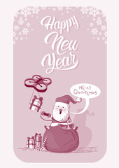 Santa Claus Sit On Red Sack Drone Delivery Present, New Year Christmas Holiday Vector Illustration