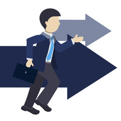 Fast Paced Job, Determined Businessman Running With Arrows, Moving Forward