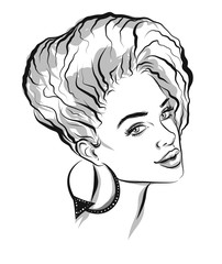 Beautiful line art woman illustration