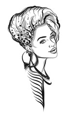 Beautiful line art woman illustration