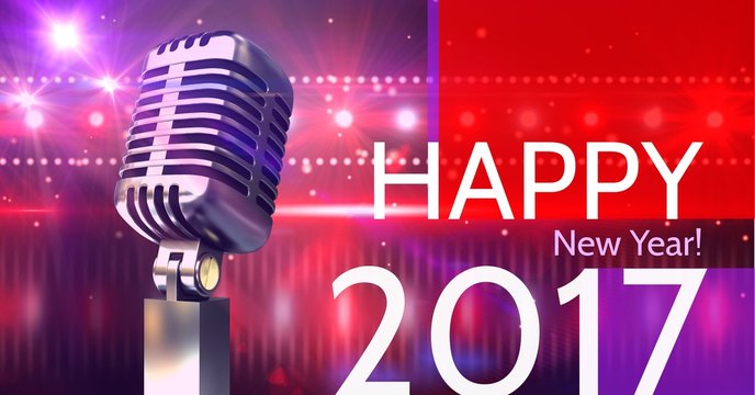Digitally composite image 3D of 2017 new year greeting and micro