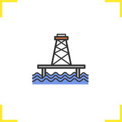 Offshore sea well color icon