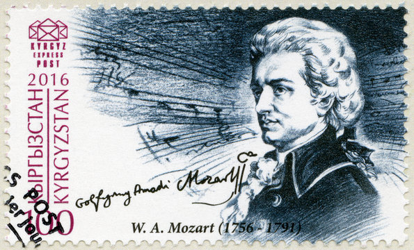 KYRGYZSTAN - 2016: Wolfgang Amadeus Mozart (1756-1791), composer