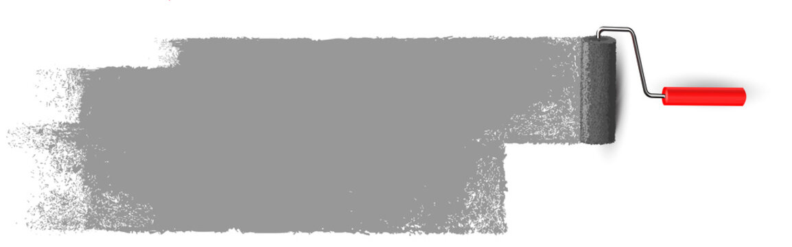 Anstrich mit Farbroller Banner - Graue Fl&auml;che mit Textur
