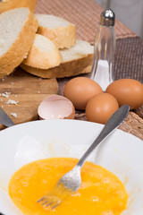 Whisked eggs for french toast