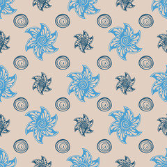 Sea seamless pattern blue background.