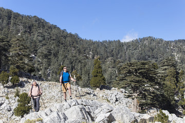 Fototapeta premium Summer hiking in the mountains.