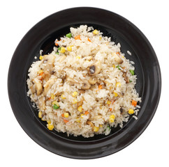 Chinese food. Rice with mushrooms and vegetables