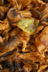 Chinese dish. Chicken with mushrooms and vegetables