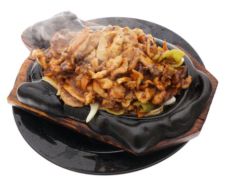 Chinese food. Chicken pork and veal terrine hot soue sweet