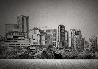 Fototapeta premium City design on wall