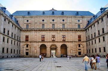Obraz premium San Lorenzo del Escorial monastery, streets and famous places in El Escorial, Madrid, Spain