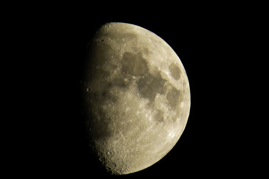 Clear gibbous moon in a dark sky