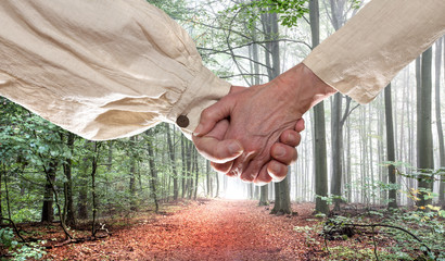 Two people go their way together