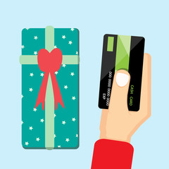 Use a credit card to buy gift for Christmas.