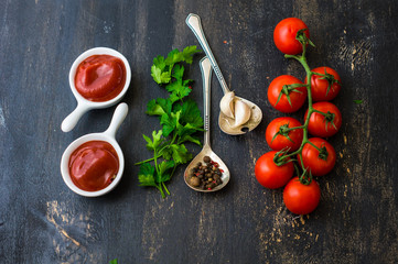 Tomato ketchup sauce in a bowl