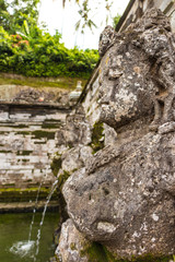 Fountain statues at Goa Gajah Temple (The Elephant Cave Temple) in Bali, Indonesia.