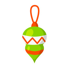 Vector of Christmas-tree toy isolated on white. Cartoon style. Cute funny christmas icon. EPS 10 Vector illustration.