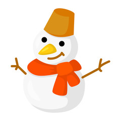 Vector of snowman isolated on white. Cartoon style. Cute funny christmas icon. EPS 10 Vector illustration.