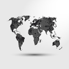 Naklejka premium World map. Earth. Modern Monochrome Grunge World map. Vector Illustration.